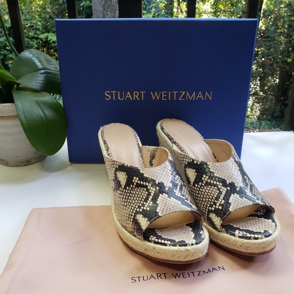 STUART WEITZMAN Wonda Espadrille Wedge Mule in Python Print Leather Size 9.5 - Picture 13 of 14